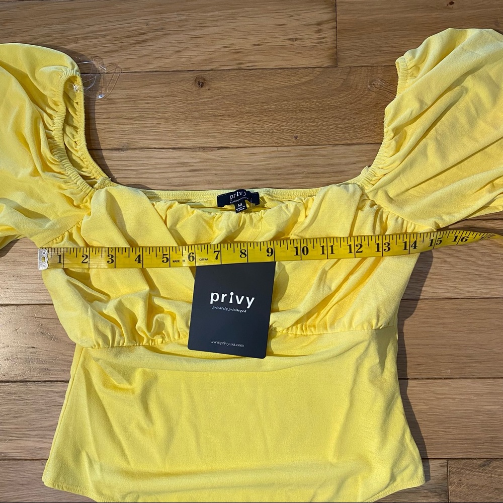 Dolls Kill Bright Yellow Puff Sleeve Bodysuit Size M NWT - Picture 6 of 8